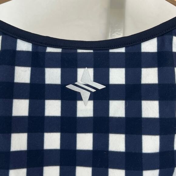 TUCKERNUCK Trellis Sports Bra Gingham Check Navy Blue White Size M - Picture 6 of 8